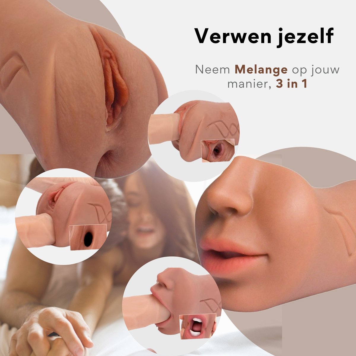 ME'ADAM Melange™ - 3D Realistische Masturbator - Inclusief opbergtas & glijmiddel - 3 in 1 - Vagina, Anus & Mond - Sex toys voor mannen - Realistische vagina - Pocket Pussy - Kunstvagina - Masturbator Voor Man