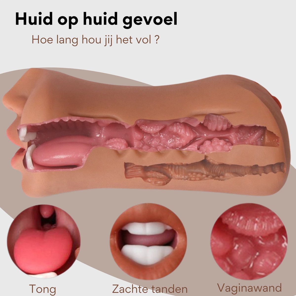 ME'ADAM Melange™ - 3D Realistische Masturbator - Inclusief opbergtas & glijmiddel - 3 in 1 - Vagina, Anus & Mond - Sex toys voor mannen - Realistische vagina - Pocket Pussy - Kunstvagina - Masturbator Voor Man