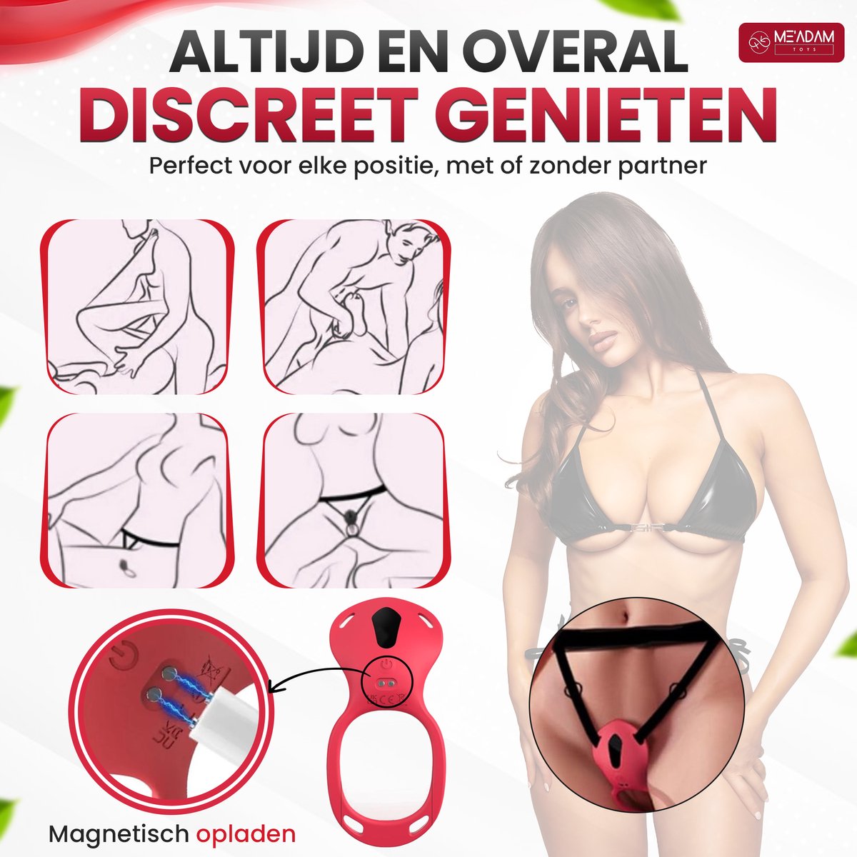 ME'ADAM - Draagbare Clitoris Vibrator voor Koppels - Stil & Discreet - 10 Vibratiestanden - Waterbestendig - Met Afstandsbediening en App - Sex toys voor vrouwen - Vibrators