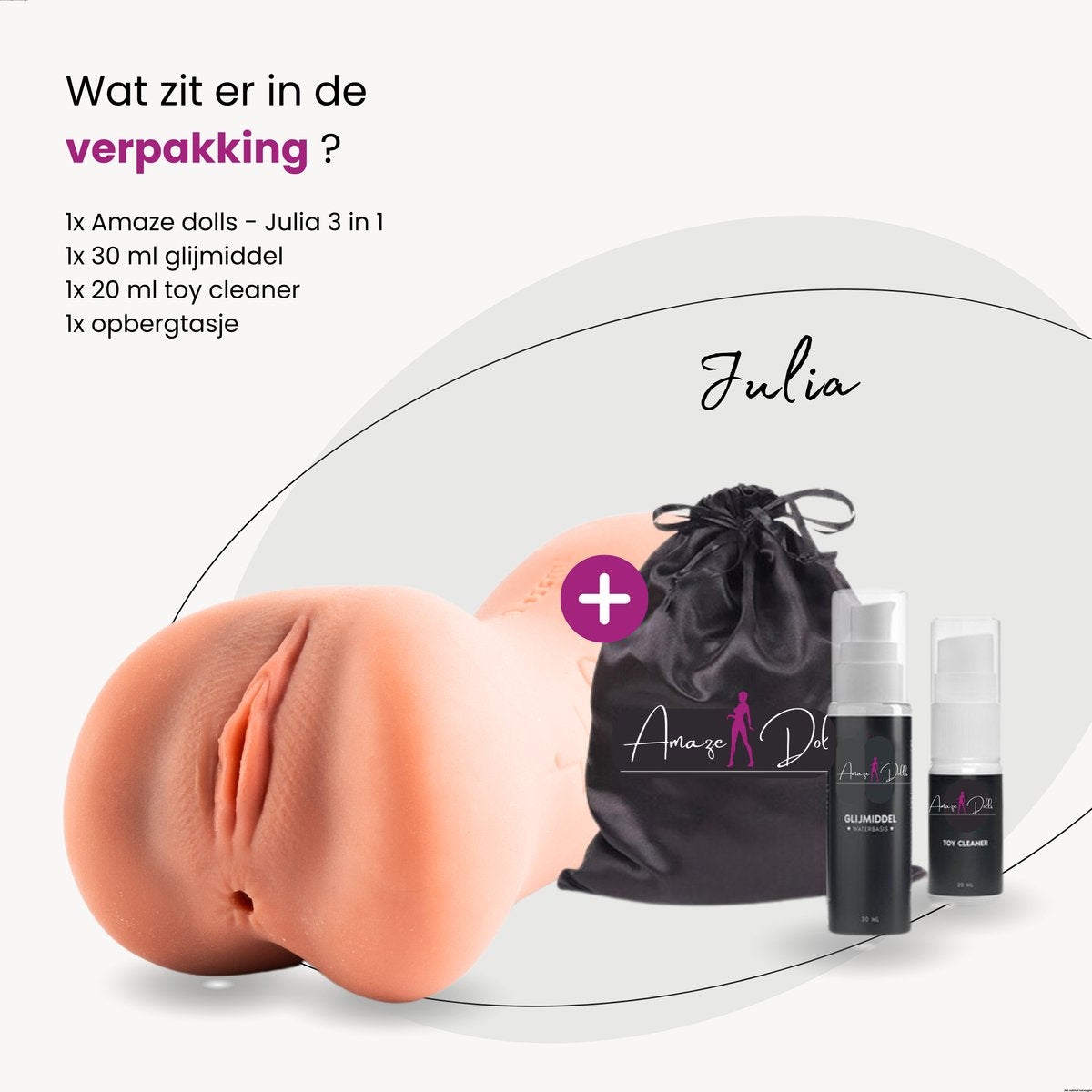 ME'ADAM - Amaze Dolls Julia Pocket Pussy voor Man - 3 in 1 – Sex Toys Voor Mannen en Koppels – Blowjob - Masturbator voor man - met Mond Kont en Vagina