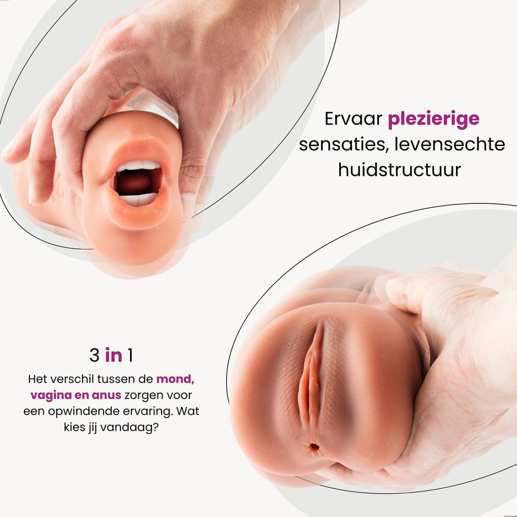ME'ADAM - Amaze Dolls Julia Pocket Pussy voor Man - 3 in 1 – Sex Toys Voor Mannen en Koppels – Blowjob - Masturbator voor man - met Mond Kont en Vagina
