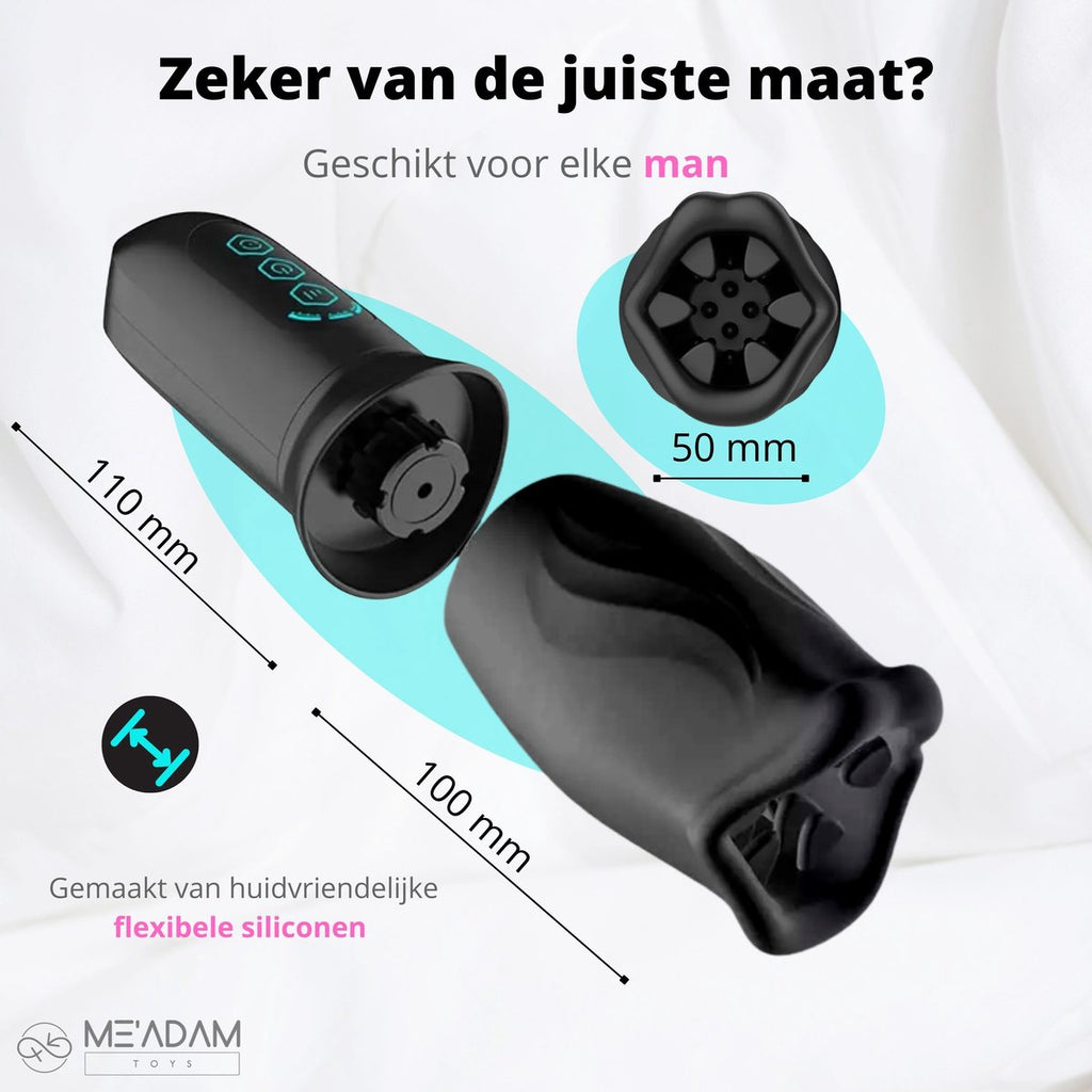 ME'ADAM - 360° Roterende blowjob masturbator - Pocket Pussy - Incl glijmiddel & opbergtas - luxe masturbator - Masturbator Voor Man - Elektrisch - Oplaadbaar - Waterdicht - Waterproof - Sex Toys voor mannen - Penis Stimulator - Zwart - fluisterstil