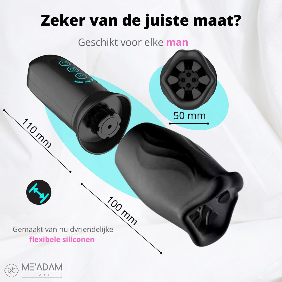 ME'ADAM - 360° Roterende blowjob masturbator - Pocket Pussy - Incl glijmiddel & opbergtas - luxe masturbator - Masturbator Voor Man - Elektrisch - Oplaadbaar - Waterdicht - Waterproof - Sex Toys voor mannen - Penis Stimulator - Zwart - fluisterstil