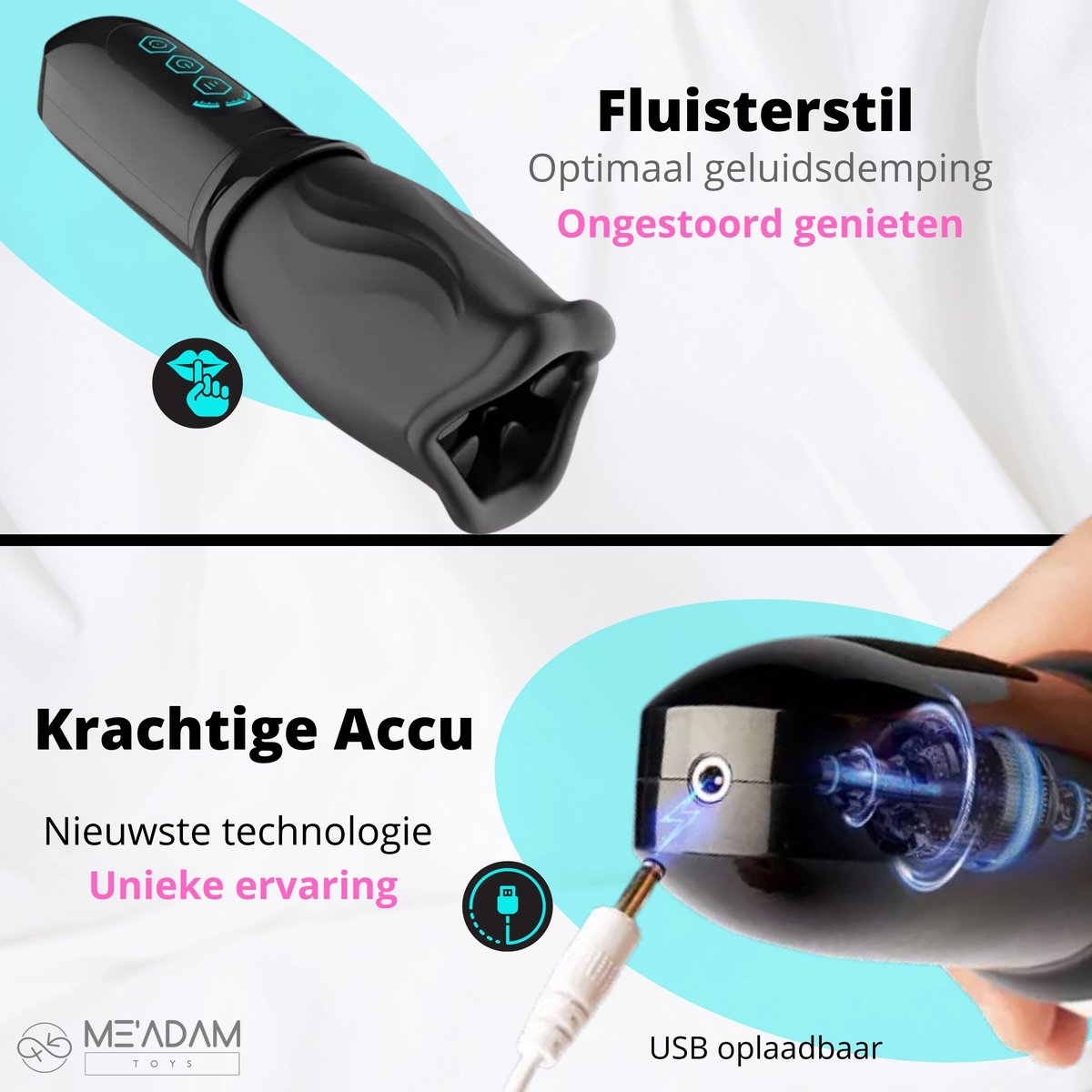 ME'ADAM - 360° Roterende blowjob masturbator - Pocket Pussy - Incl glijmiddel & opbergtas - luxe masturbator - Masturbator Voor Man - Elektrisch - Oplaadbaar - Waterdicht - Waterproof - Sex Toys voor mannen - Penis Stimulator - Zwart - fluisterstil