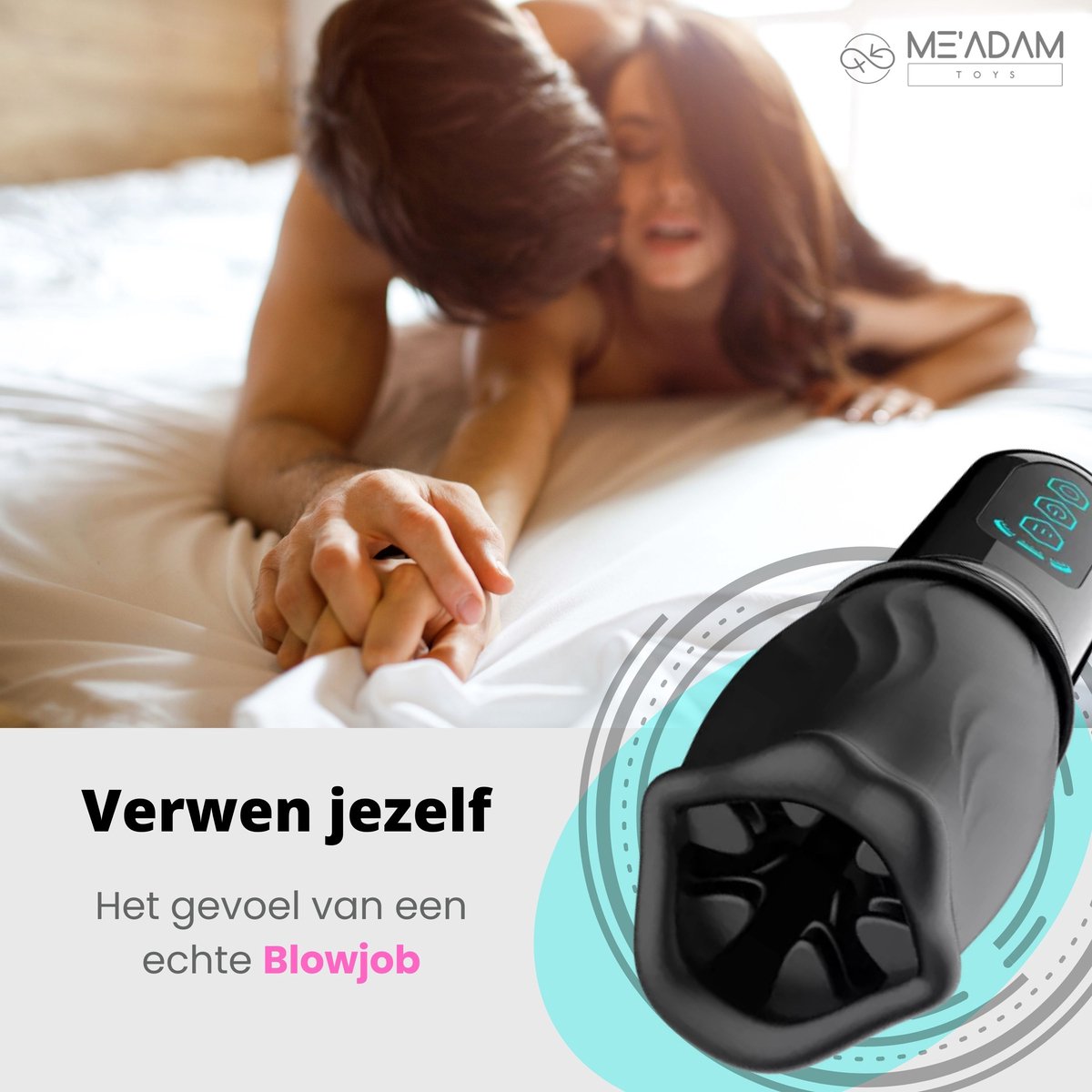 ME'ADAM - 360° Roterende blowjob masturbator - Pocket Pussy - Incl glijmiddel & opbergtas - luxe masturbator - Masturbator Voor Man - Elektrisch - Oplaadbaar - Waterdicht - Waterproof - Sex Toys voor mannen - Penis Stimulator - Zwart - fluisterstil