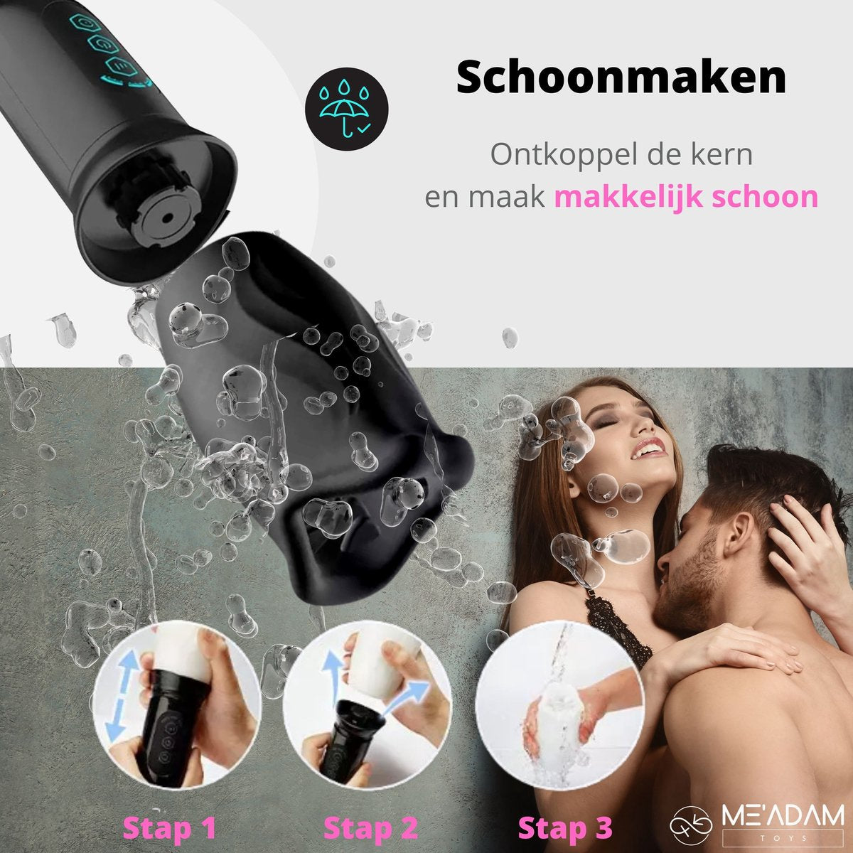 ME'ADAM - 360° Roterende blowjob masturbator - Pocket Pussy - Incl glijmiddel & opbergtas - luxe masturbator - Masturbator Voor Man - Elektrisch - Oplaadbaar - Waterdicht - Waterproof - Sex Toys voor mannen - Penis Stimulator - Zwart - fluisterstil