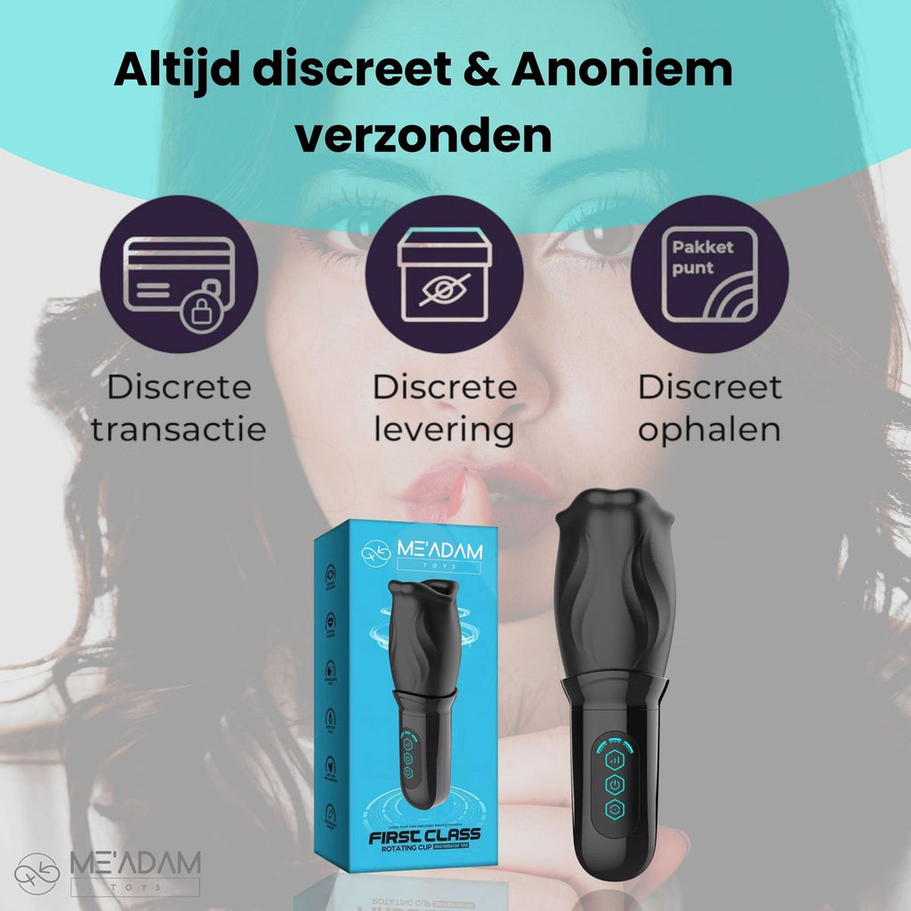 ME'ADAM - 360° Roterende blowjob masturbator - Pocket Pussy - Incl glijmiddel & opbergtas - luxe masturbator - Masturbator Voor Man - Elektrisch - Oplaadbaar - Waterdicht - Waterproof - Sex Toys voor mannen - Penis Stimulator - Zwart - fluisterstil
