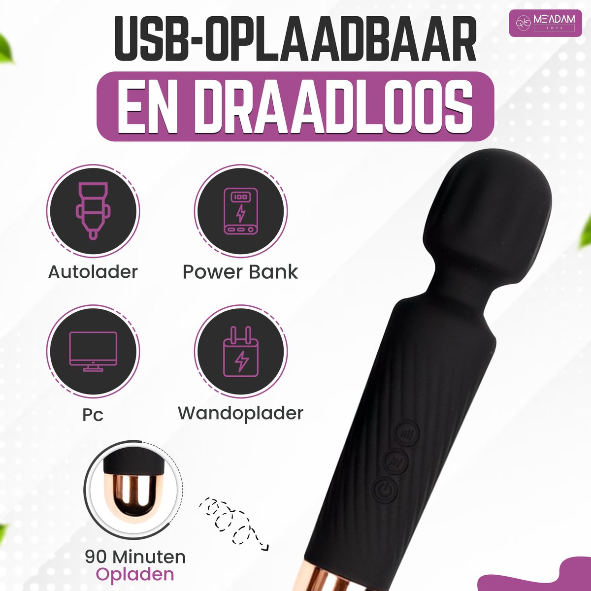 ME'ADAM - Magic Wand Vibrator – Luxe Wand Massager voor Vrouwen – 20 Standen – Waterbestendig - Sex toys voor vrouwen - vibrators