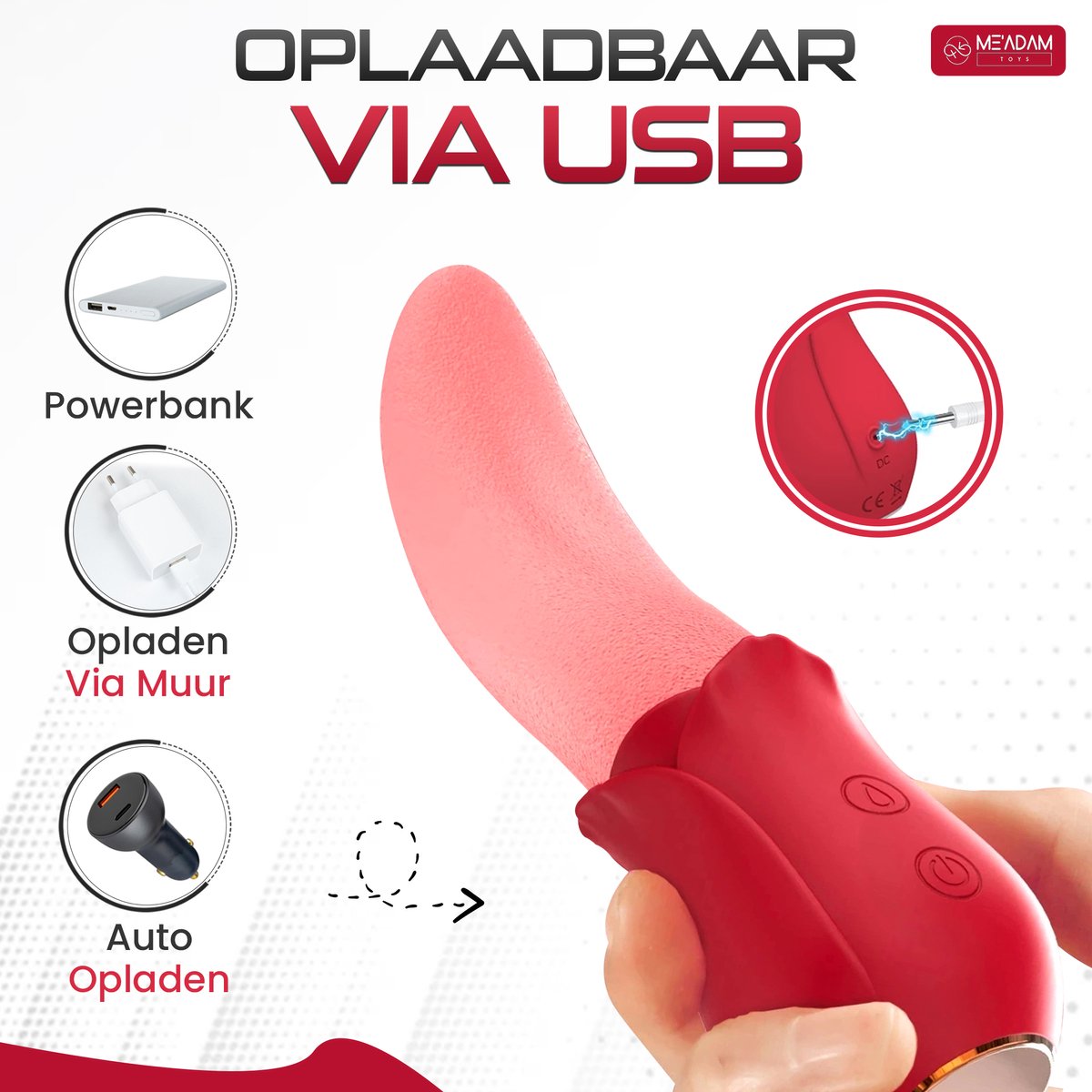 Tong vibrator, oplaadbaar via USB