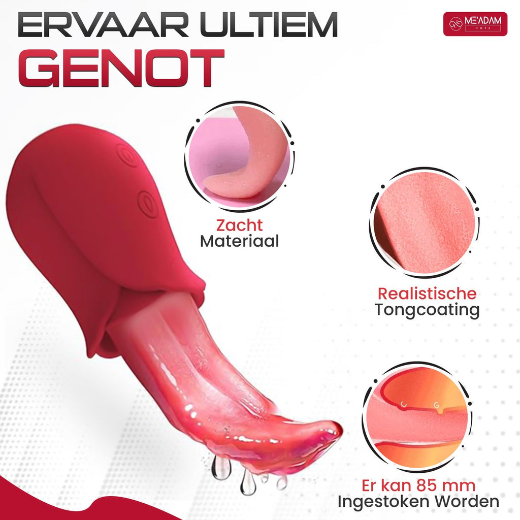 Tong vibrator met realistische likbeweging
