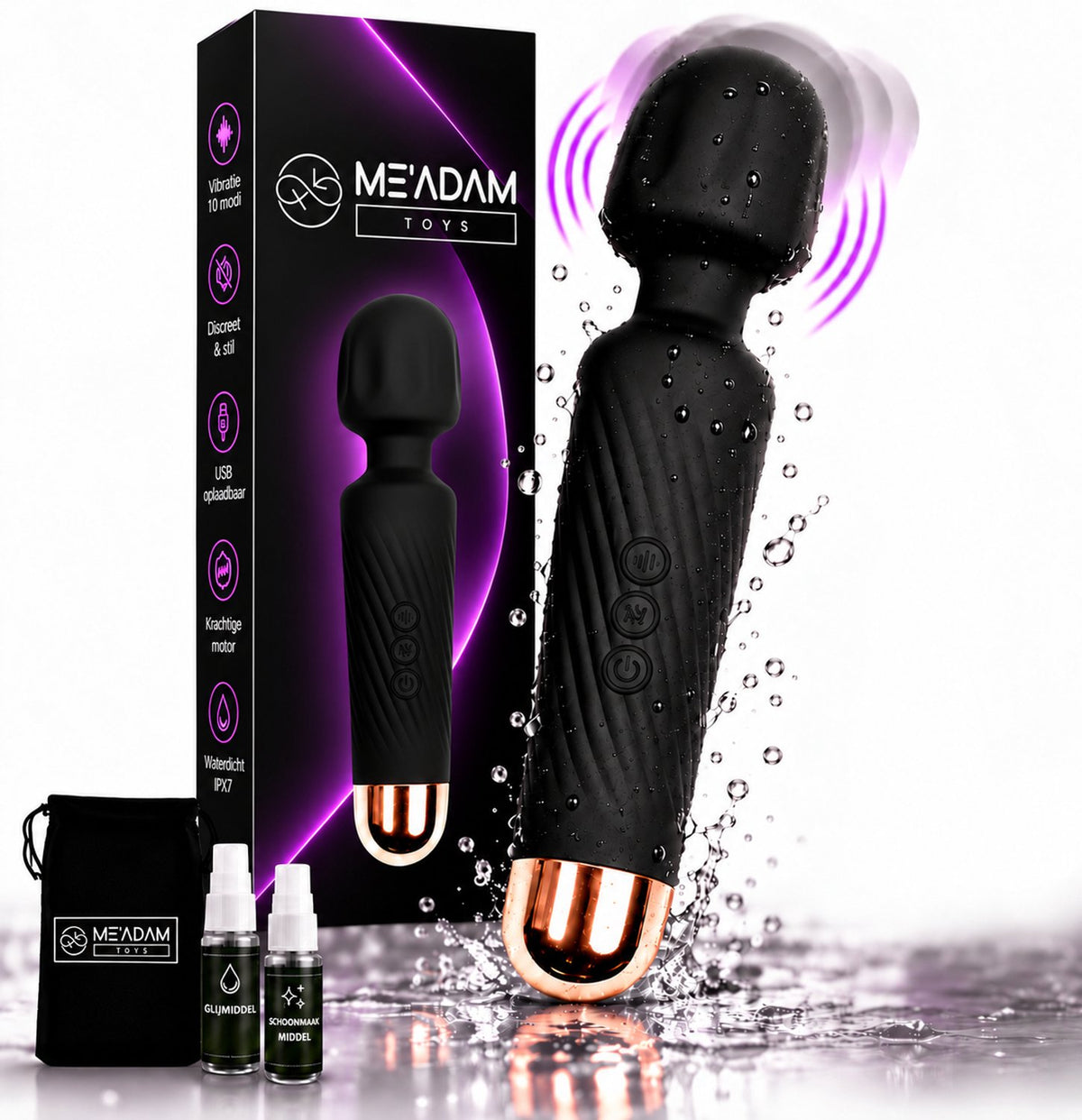 ME'ADAM - Magic Wand Vibrator – Luxe Wand Massager voor Vrouwen – 20 Standen – Waterbestendig - Sex toys voor vrouwen - vibrators