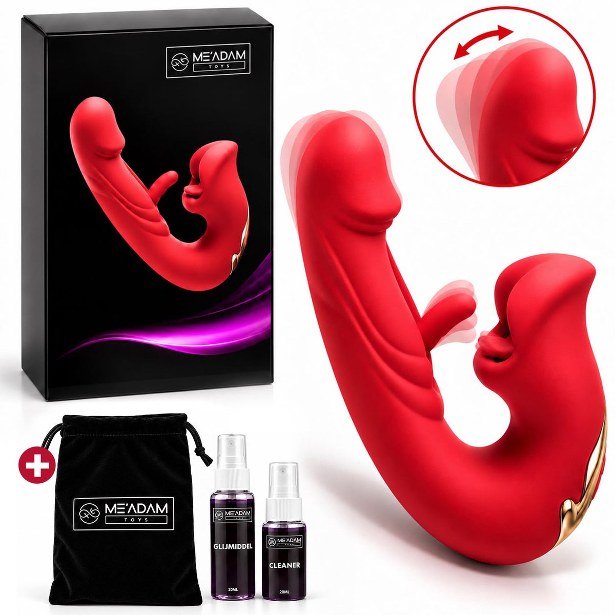 ME'ADAM - 3-in-1 Clitoris en G-Spot Vibrator - Rabbit Vibrator met Tongfunctie - Stil & Krachtig - Sex toys voor vrouwen - Vibrators voor vrouwen - Satisfyer