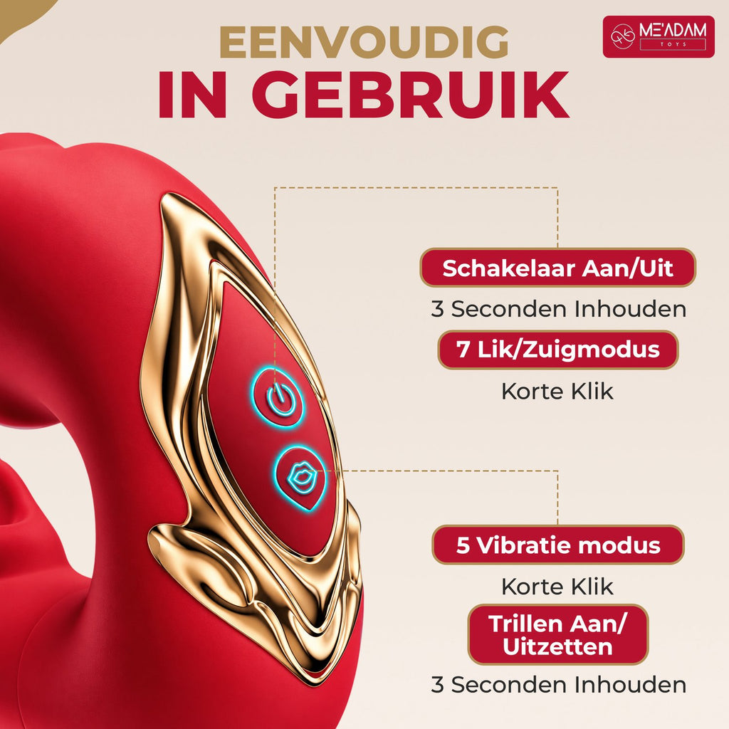 ME'ADAM - 3-in-1 Clitoris en G-Spot Vibrator - Rabbit Vibrator met Tongfunctie - Stil & Krachtig - Sex toys voor vrouwen - Vibrators voor vrouwen - Satisfyer