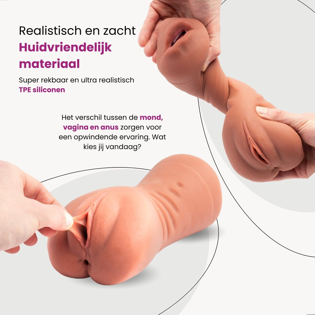 ME'ADAM - Amaze Dolls Bobby official - Masturbator - Realistisch - Pocket Pussy - 3 in 1 Vagina en Anus - Sex Toys voor Mannen - Kunstvagina Bruin