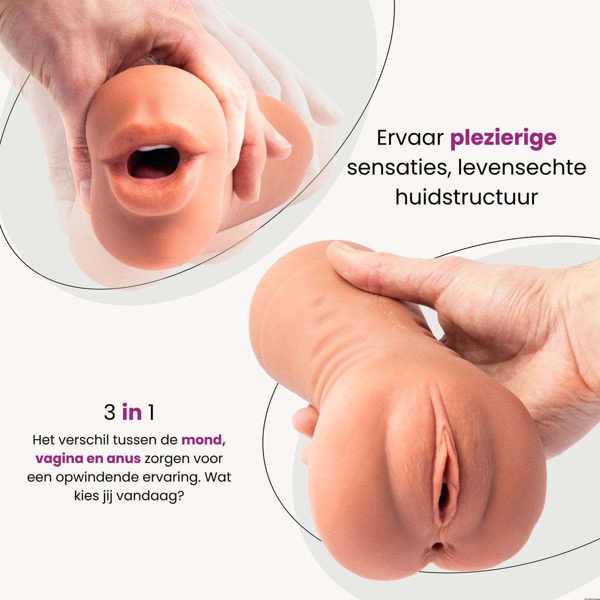 ME'ADAM - Amaze Dolls Bobby official - Masturbator - Realistisch - Pocket Pussy - 3 in 1 Vagina en Anus - Sex Toys voor Mannen - Kunstvagina Bruin